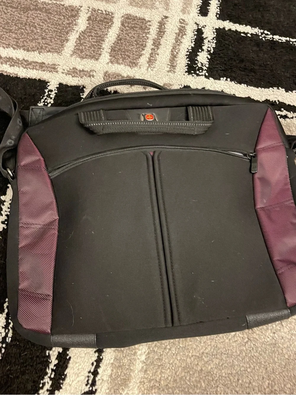 Black and Burgundy Men's Laptop Messenger Bag